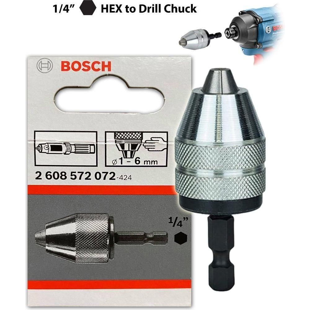 Bosch Keyless Drill Chuck Adapter for 1/4" Hex Shank (Convert Impact Driver to a Drill) [2608572072] | Bosch by KHM Megatools Corp. Main image