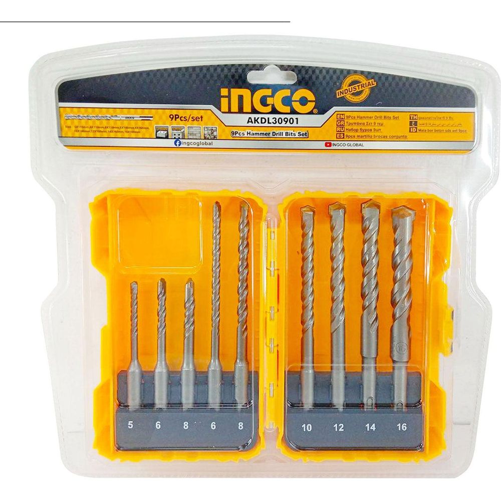 Ingco AKDL30901 9pcs SDS-plus Drill Bit Set - KHM Megatools Corp.