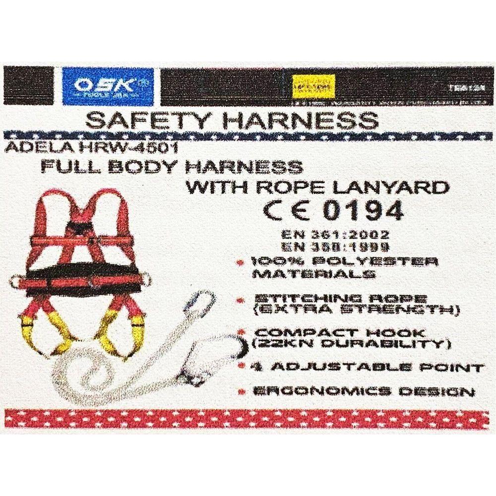 OSK TE5124 Full Body Safety Harness with Lanyard with Big Hook - KHM Megatools Corp. Main image