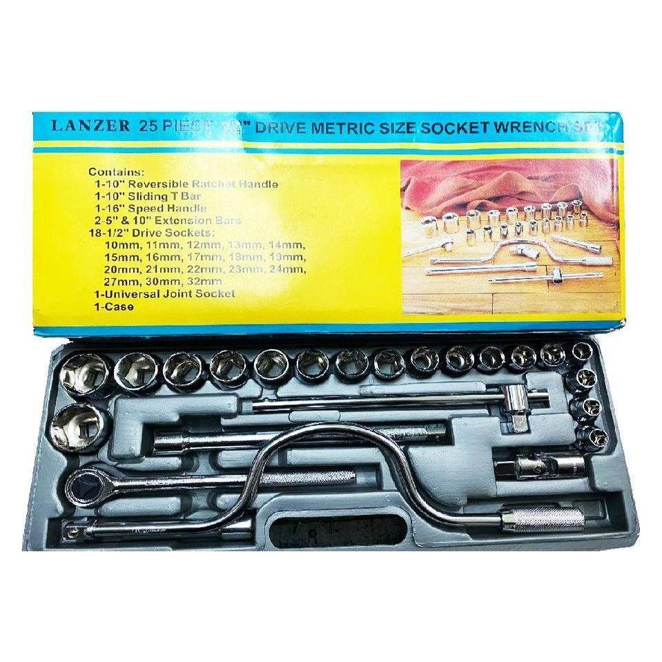 Lanzer 25pc Socket Wrench Set 1/2" Drive 10-32mm | Lanzer by KHM Megatools Corp. Main image