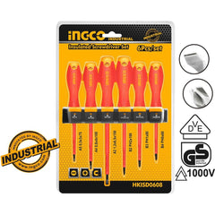 Ingco HKISD0608 Insulated 6pcs Screwdriver Set (Round Shank) 1000V - KHM Megatools Corp.