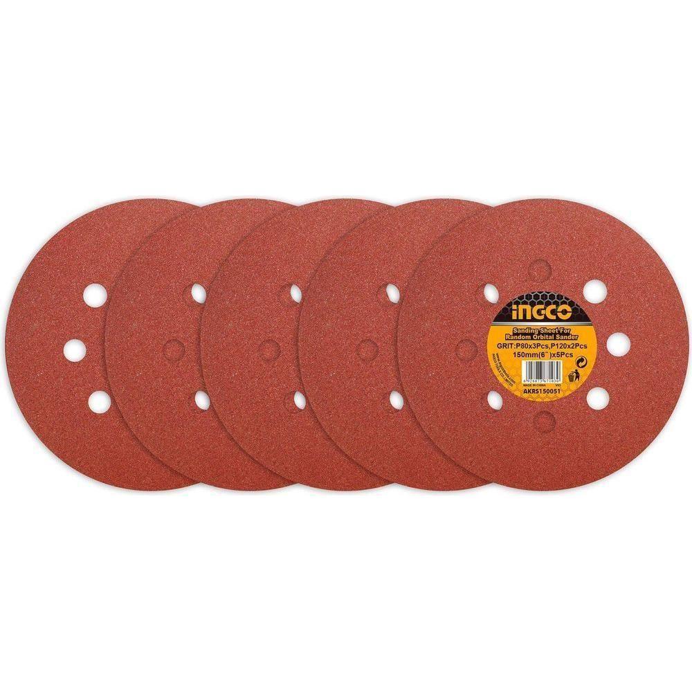 Ingco AKRS150051 Sanding Sheet for Random Orbit Sander 5pcs/Set - KHM Megatools Corp. Main image