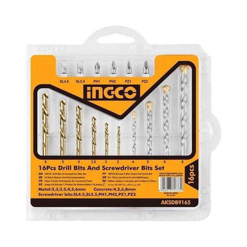 Ingco AKSDB9165 16pcs Drill Bits Set Screwdriver Bit Set - KHM Megatools Corp. Main image