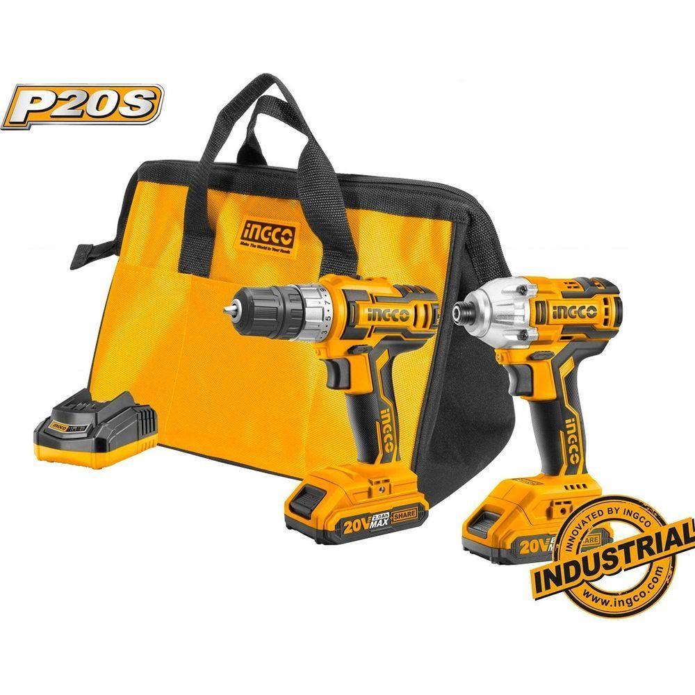 Ingco CKLI2006 20V Li-Ion Cordless 2pc Combo Kit: Drill & Driver - KHM Megatools Corp. Main image