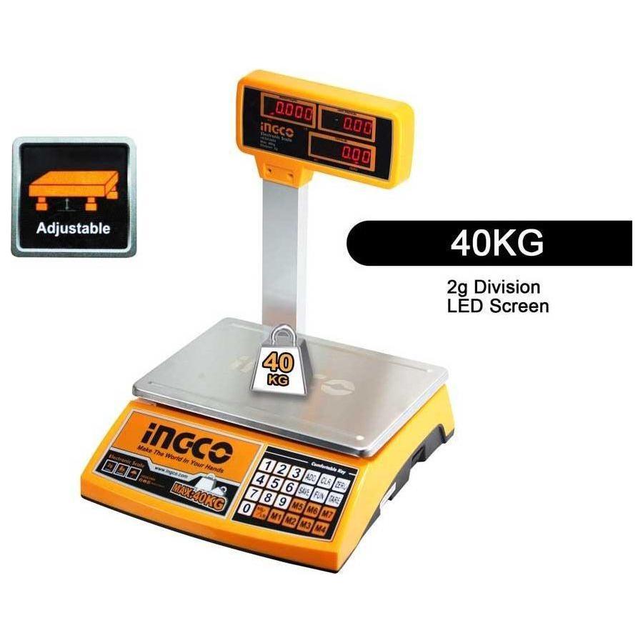 Ingco HESA3404 Electronic Digital Weighing Scale 40kg - KHM Megatools Corp. Main image