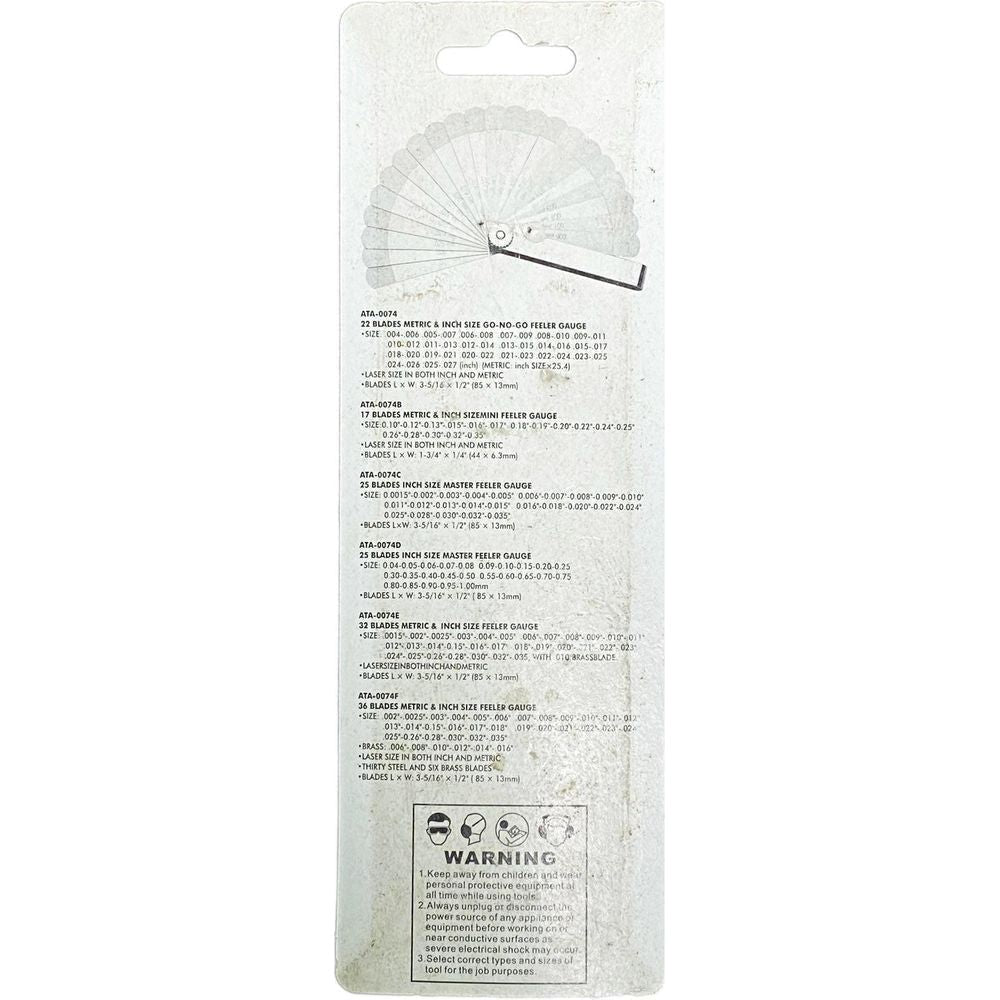 S-Ks ATA-0074C Master Feeler Gauge 25 blades Inches Secondary image