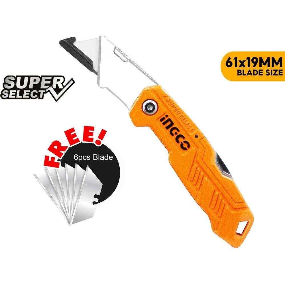 Ingco HUK6236 Folding Cutter Knife [+6 Blades] (SS) - KHM Megatools Corp. Main image