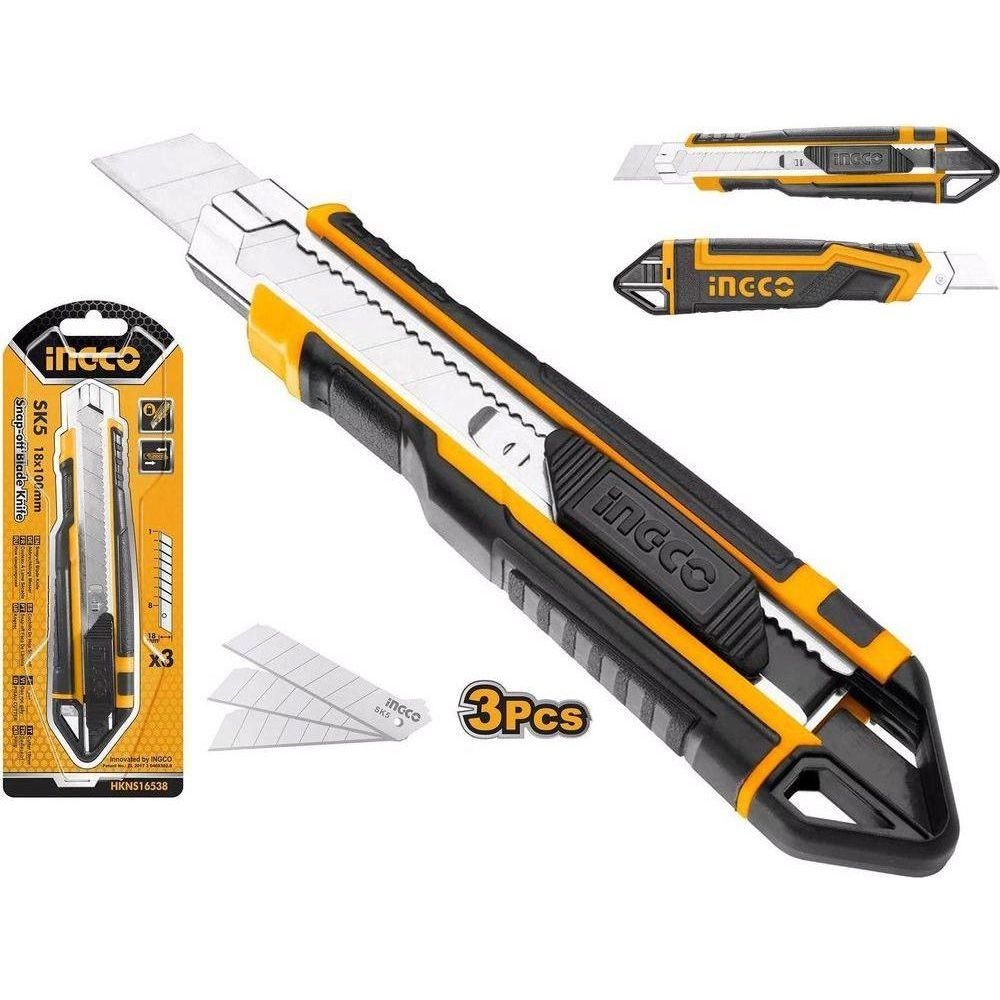 Ingco HKNS16538 Snap Off Blade Cutter Knife 18mm (3 Blades) - KHM Megatools Corp. Main image