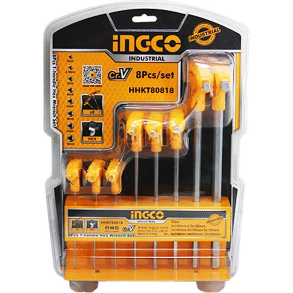 Ingco HHKT80818 8pcs Hex Allen Key Wrench Set (T-Handle) - KHM Megatools Corp. Main image