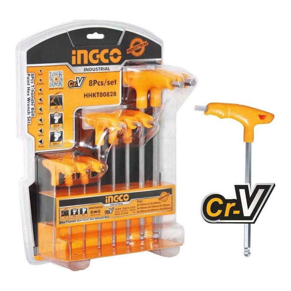 Ingco HHKT80828 8pcs Ball point Allen Key Wrench Set (T-Handle) - KHM Megatools Corp. Main image