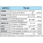 Hans TK-42 42pcs. Socket & Combination Wrench Set 1/2' Drive | Hans by KHM Megatools Corp.