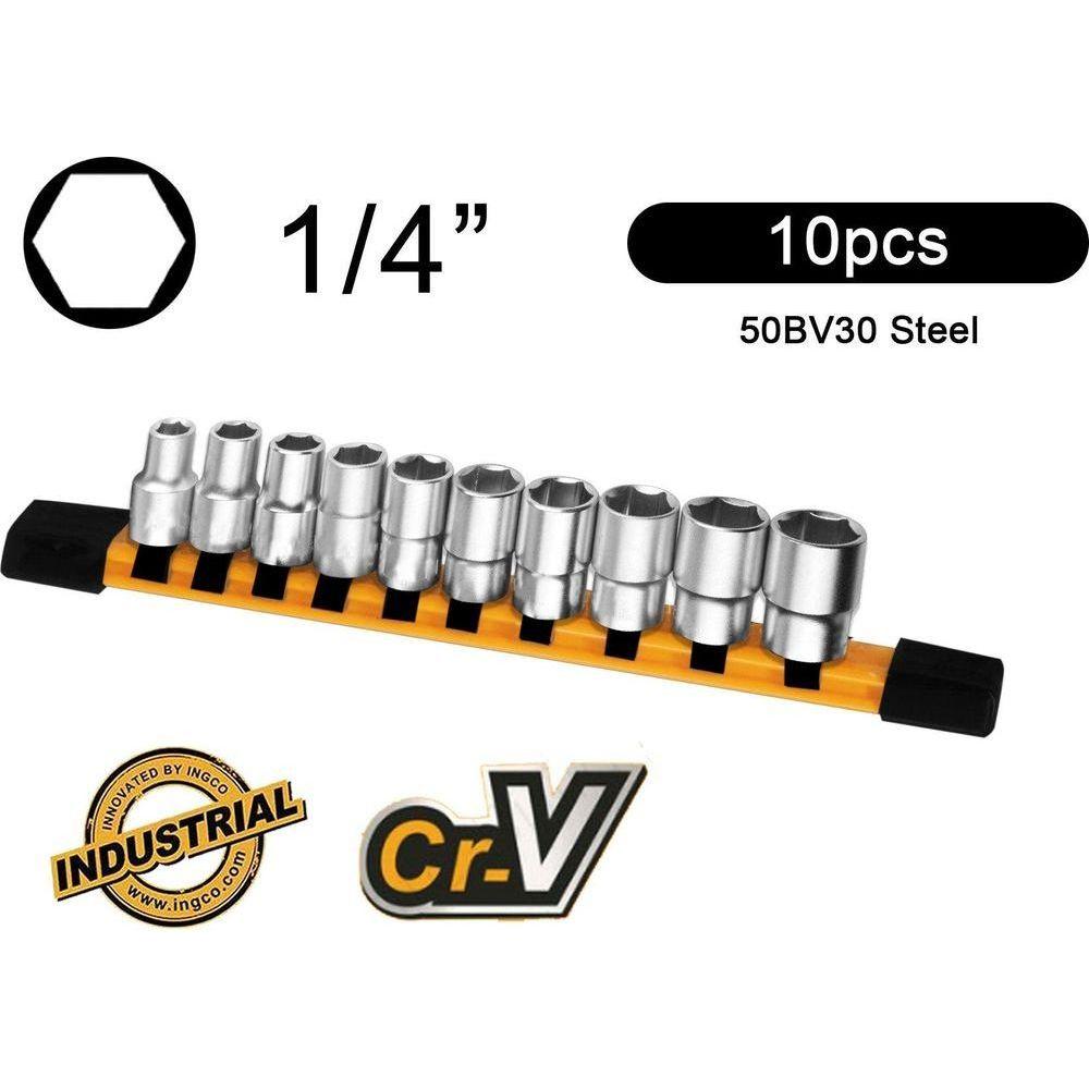 Ingco HKTS14103 10pcs Socket Wrench Set 1/4" Drive - KHM Megatools Corp. Main image