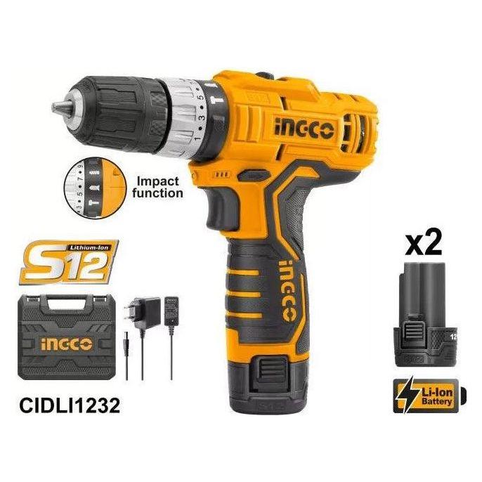 Ingco CIDLI1232 12V Cordless Li-Ion Impact Drill 12V - KHM Megatools Corp. Main image