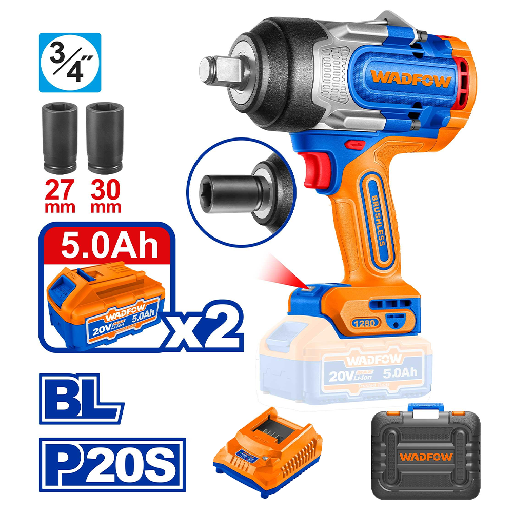 Wadfow WCD1B128 Cordless Impact Wrench 1280nm 20V - ToolsSavvy.ph