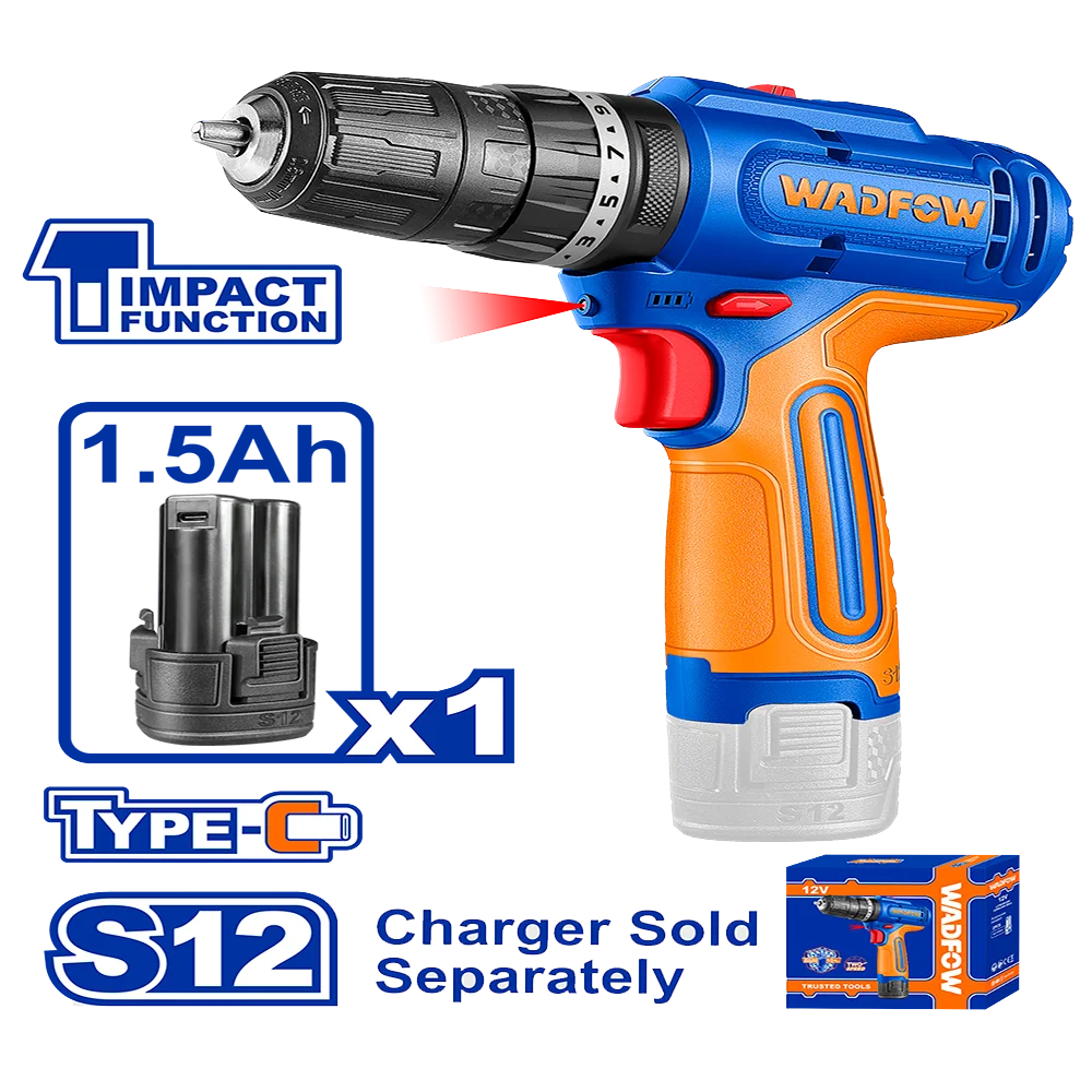 Wadfow WCDS5681 Cordless Impact Drill 12V 20Nm - ToolsSavvy.ph Main image