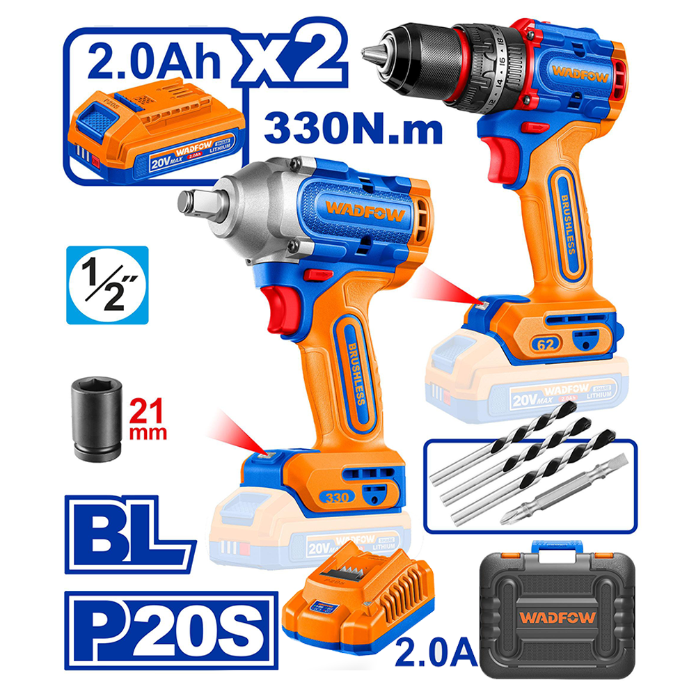 Wadfow WCK20275 Cordless 2 Pcs Combo Kit - ToolsSavvy.ph