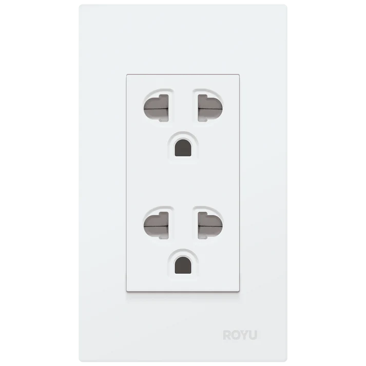 Royu WD913 Duplex Universal Outlet with Ground & Shutter Set 15A (Wide) | Royu by KHM Megatools Corp. Main image