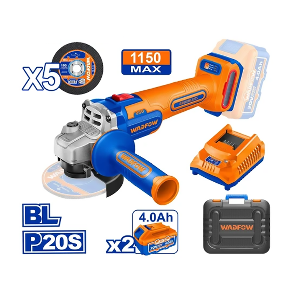 Wadfow WLAPB512 Lithium-Ion Cordless Angle Grinder 1150W