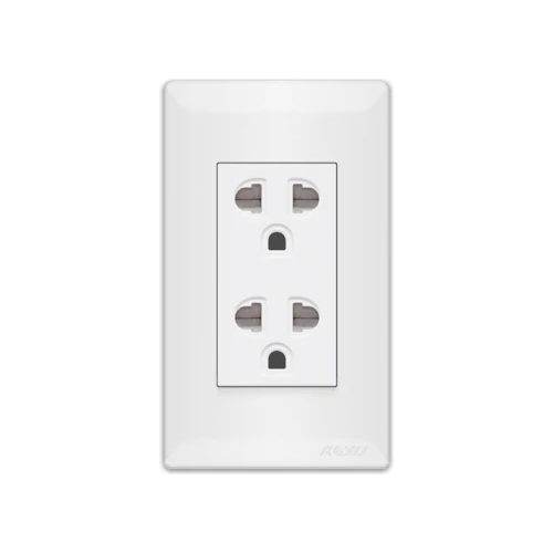 Royu WS913 Duplex Universal Outlet with Ground & Shutter 15A  (Super Wide) | Royu by KHM Megatools Corp. Main image