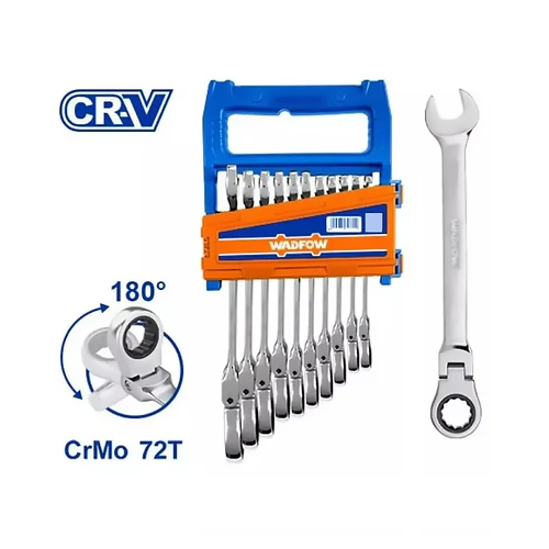 Wadfow WSP5212 Flexible Rachet Spanner 8-19MM 12pcs - ToolsSavvy.ph