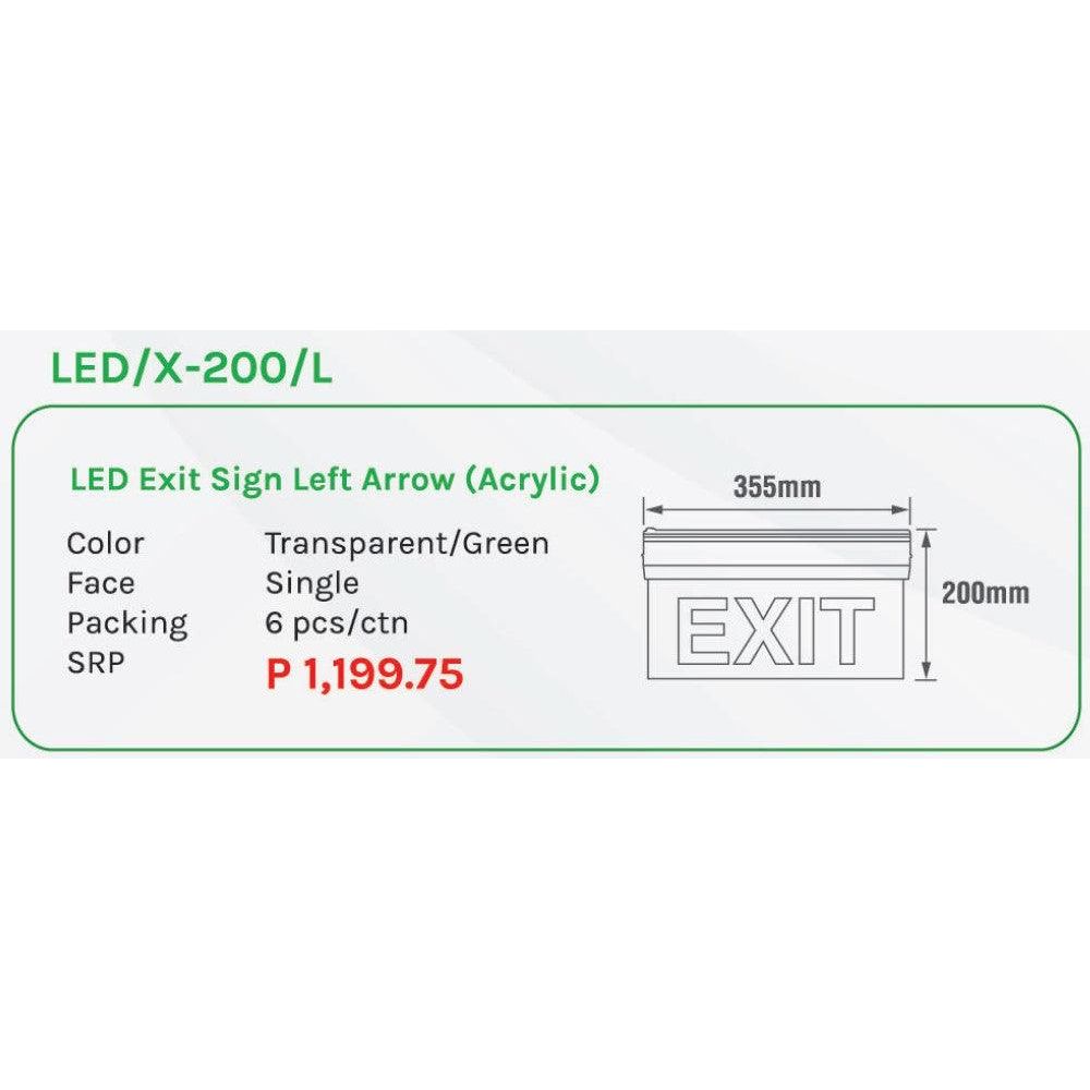 Omni LED X-200 L Exit Sign Left Arrow (Acrylic) Secondary image