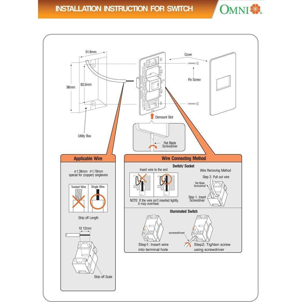 Omni P3-S14 3pc 1-Way Illuminate Switch in Plate (Flush Type) Secondary image