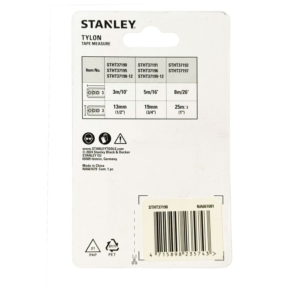 Stanley STHT37190 Steel Tape Measure 3m (Tylon) Secondary image