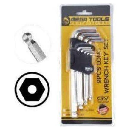 Megatools MLWK9SH 9pcs Long Hex Key Wrench Set (Ball End) - KHM Megatools Corp. Main image