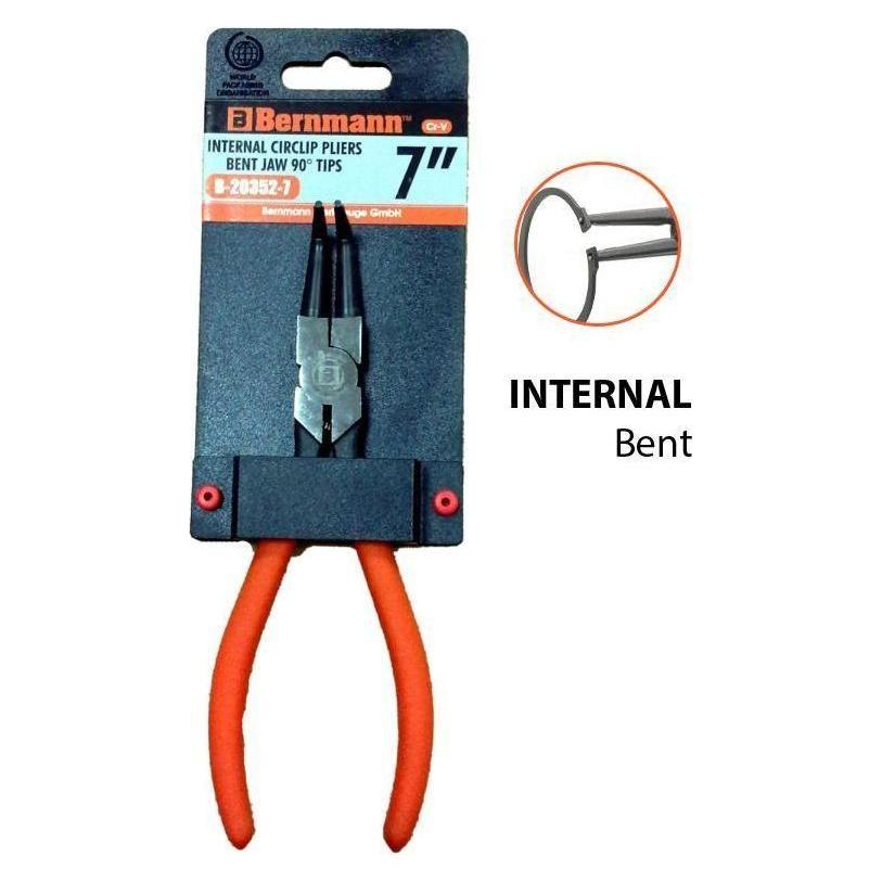 Bernmann Internal Snap Ring Pliers 7" (Bent Jaw) - Goldpeak Tools PH Bernmann