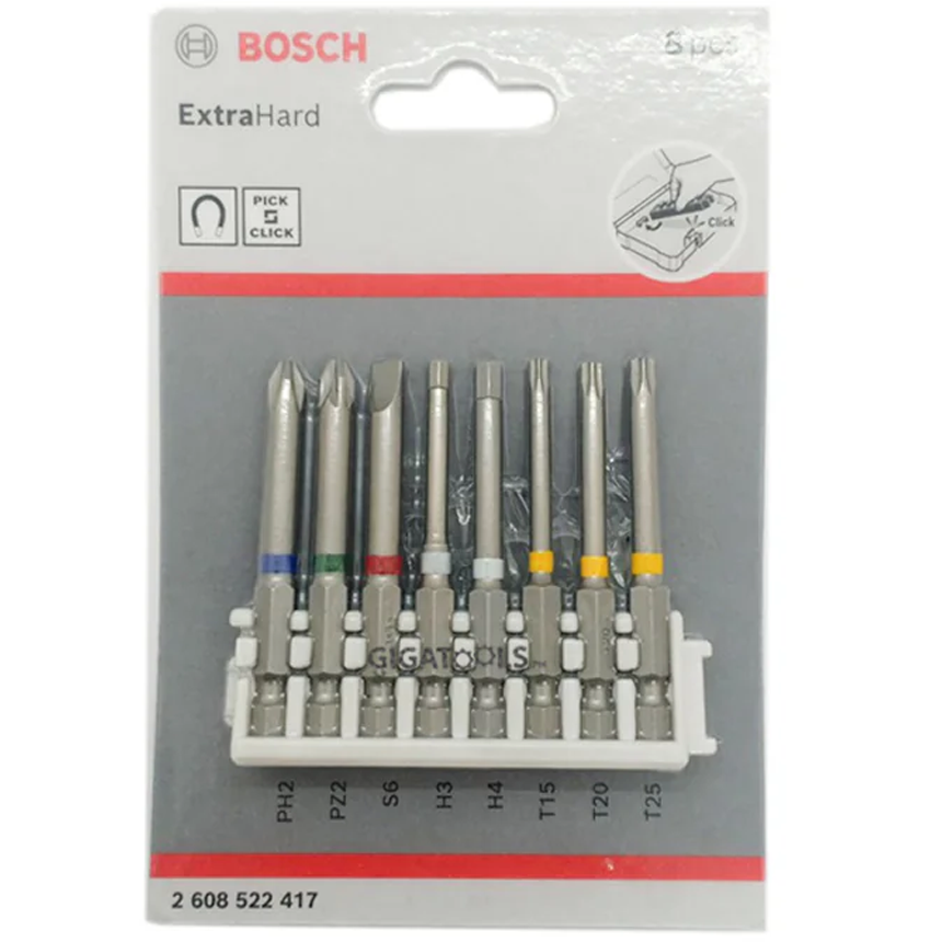 Bosch Pick and Click Power Impact Bit Set 8Pcs 65mm (2608522417) | Bosch by KHM Megatools Corp.