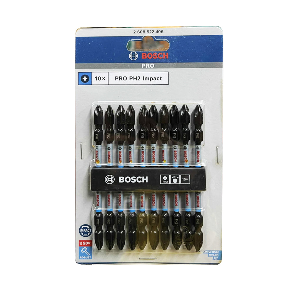 Bosch PH2 Impact Double Ended Screwdriver Bit Set 10Pcs 110MM (2608522406) | Bosch by KHM Megatools Corp.