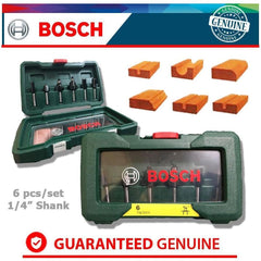 Bosch Router Bit Set 1/4" Shank (6pcs) - Goldpeak Tools PH Goldpeak Tools PH