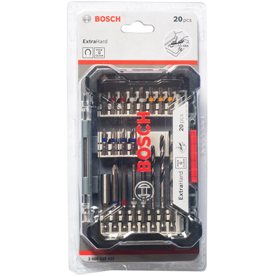 Bosch Pick and Click Mixed Drill Bits and Drive Bit Set 20Pcs (2608522422) | Bosch by KHM Megatools Corp.