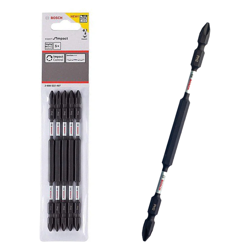 Bosch PH2 Impact Double Ended Screwdriver Bit Set 5Pcs 150MM (2608522407) | Bosch by KHM Megatools Corp.