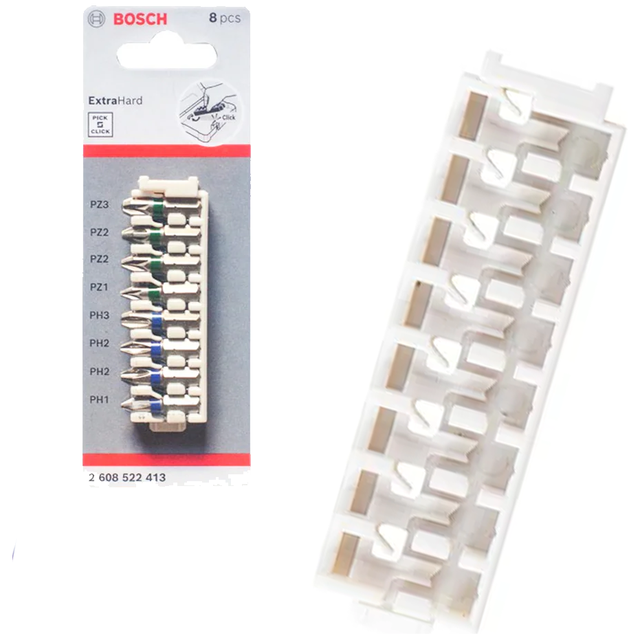 Bosch 8-Slot Pick and Click Storage Plastic Bit Holder 80.5 x 24 x 13 mm (2608522423) | Bosch by KHM Megatools Corp. Main image