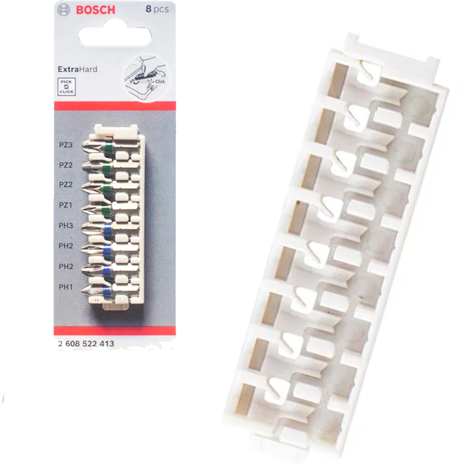Bosch 8-Slot Pick and Click Storage Plastic Bit Holder 80.5 x 24 x 13 mm (2608522423) | Bosch by KHM Megatools Corp.