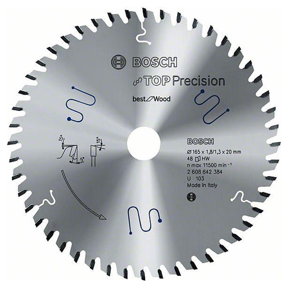 Bosch Circular Saw Blade Best for Wood 165mm x 48T (2608642384) | Bosch by KHM Megatools Corp. Main image