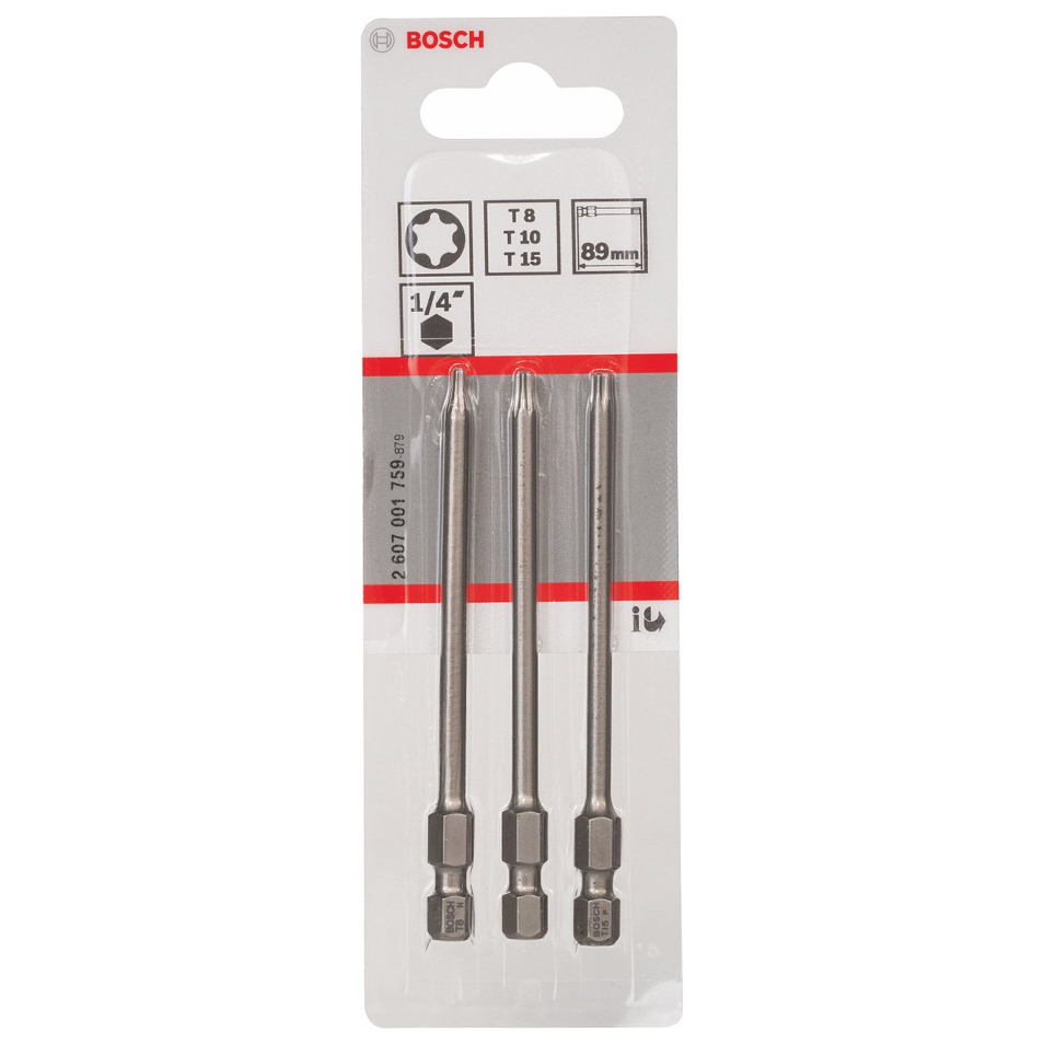 Bosch Extra Hard Torx Screwdriver Bits 89MM 3pcs (2607001759) | Bosch by KHM Megatools Corp. Main image