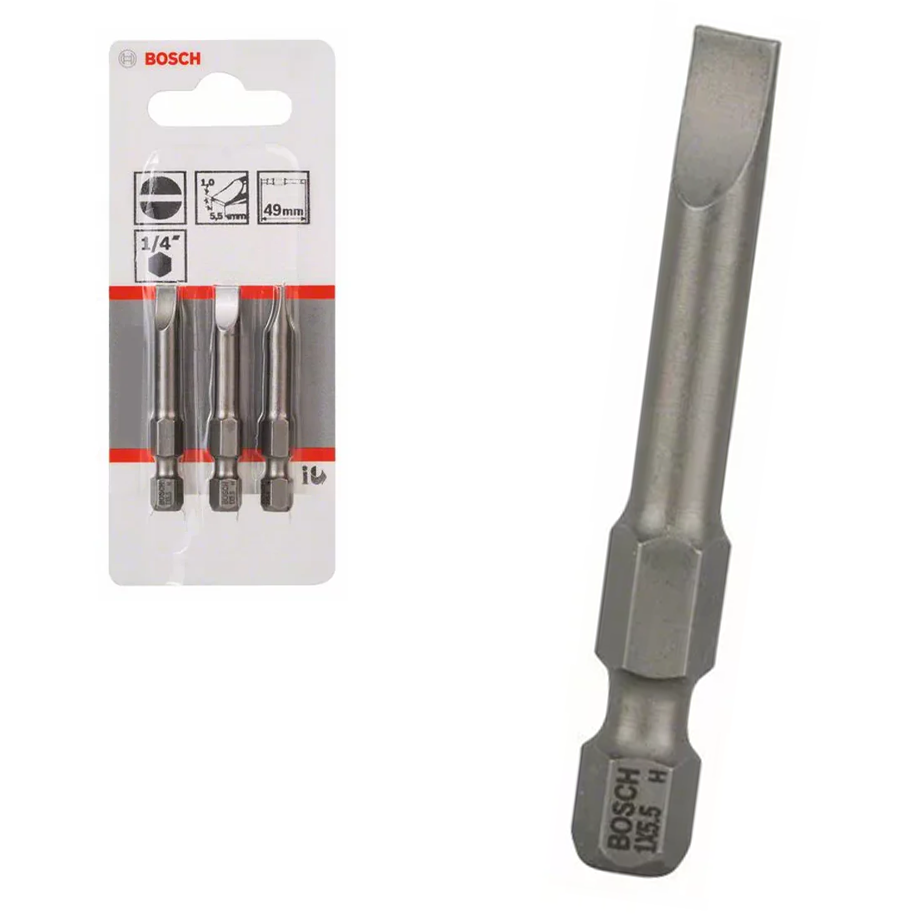 Bosch Flat Head Extra Hard Screwdriver Bits 3Pcs 49MM | Bosch by KHM Megatools Corp.