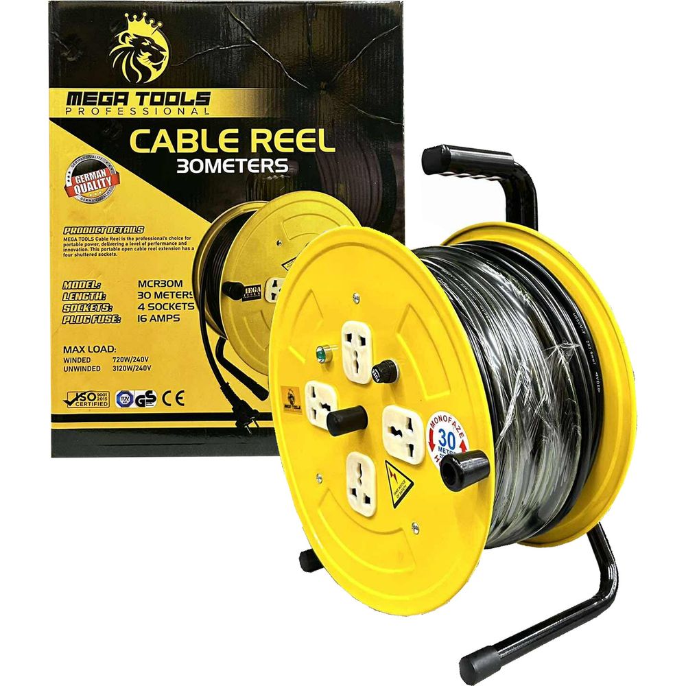 Megatools MCR30M Extension Cord Cable Reel Set 30 meters | Mega Tools by KHM Megatools Corp. Main image