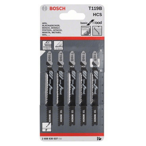 Bosch T119B Jigsaw Blade (Chipboard, Perspex) Basic for Wood [2608630037] - KHM Megatools Corp. Main image
