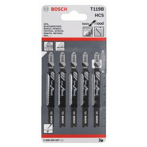 Bosch T119B Jigsaw Blade (Chipboard, Perspex) Basic for Wood [2608630037] - KHM Megatools Corp.