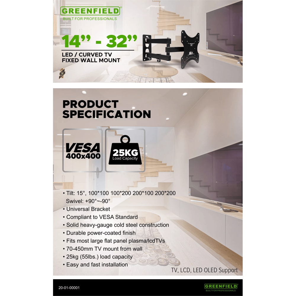 Greenfield MCR-X200 TV Wall Mount Bracket 15"-40" Secondary image