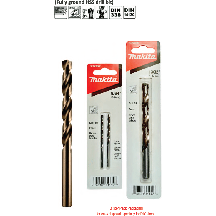 Makita HSS-Co Metal Drill Bit (Cobalt) [Blister Pack] - KHM Megatools Corp. Main image