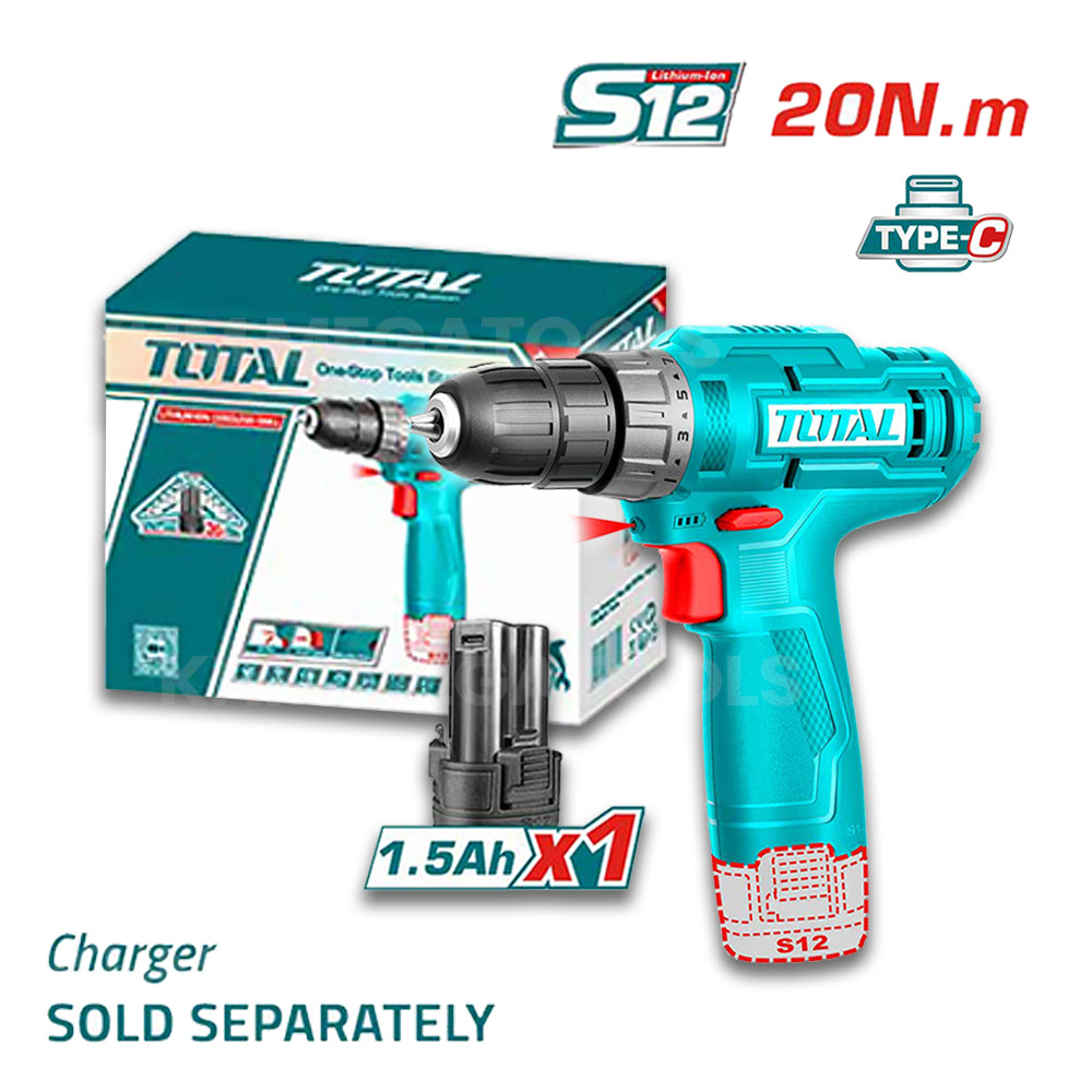 Total TDLI12428 Cordless Drill 12V Type-C - ToolsSavvy.ph Main image