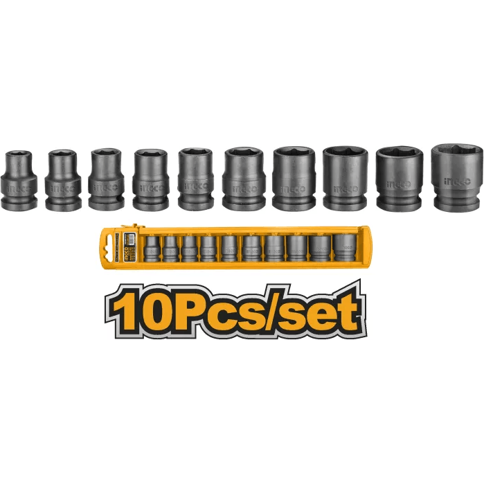 Ingco HKISSD12101 10pcs Impact Socket Wrench Set 1/2" Drive - KHM Megatools Corp. Main image