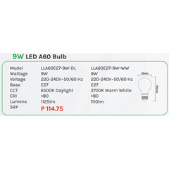 Omni 9W LED A60 Light Bulb E27 - KHM Megatools Corp.