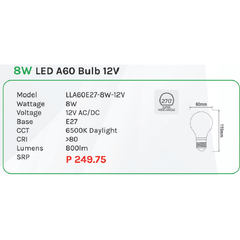 Omni 8W LED A60 Light Bulb 12V - KHM Megatools Corp.