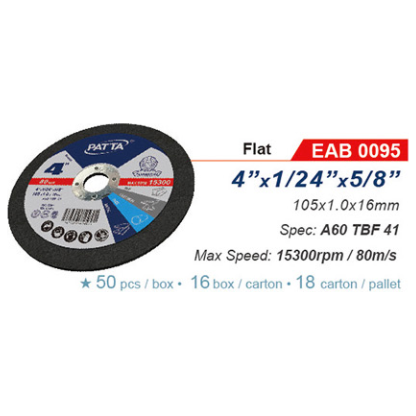 Patta EAB 0095 Flat Cut Off Wheel 4" | Patta by KHM Megatools Corp. Main image
