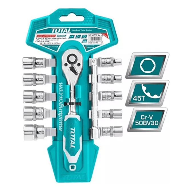 Total THT14114126 12pcs 1/4" Dr.  Socket Wrench Set | Total by KHM Megatools Corp. Main image